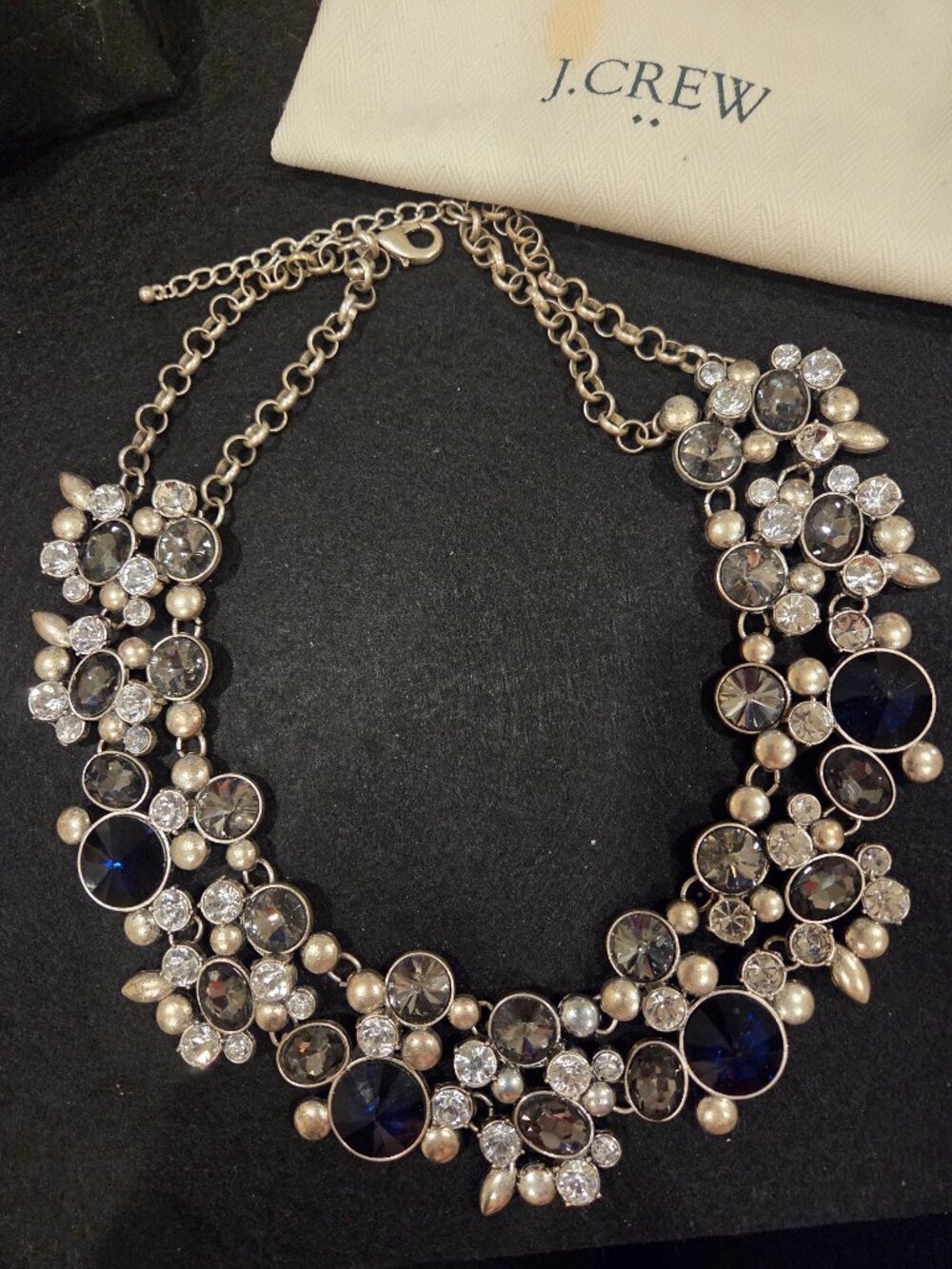 J Crew Vintage 90s Statement Necklace w Rivoli Stones